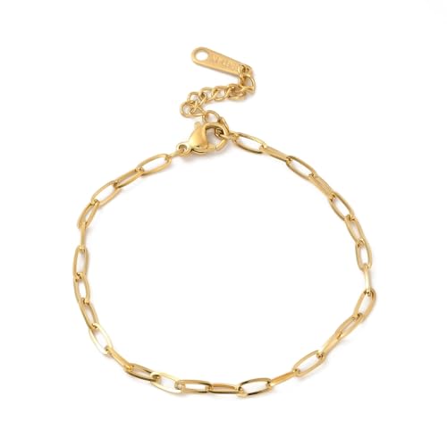 Gelirda 5 x Edelstahl-Büroklammer-Ketten-Armband, goldfarben, oval, gedrehte Gliederketten, Armbänder für Schmuck, Dekoration, Geburtstag, Hochzeit von Gelirda