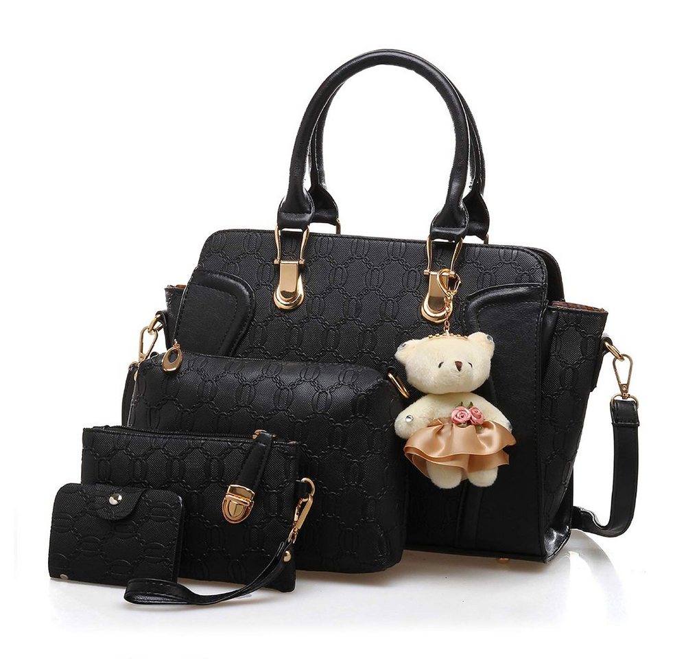 GelldG Handtasche Mittelgroß elegant Taschen Set für Damen 4 Teile mit Umhängetasche von GelldG