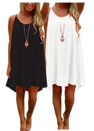 Gellmall 2PCS Strandkleid Frauen Spaghetti Neon Hollow Back Chiffonkleider Criss Cross Strandbekleidung Swimsuit Cover Up Mini Sommerkleid 3XL von Gellmall
