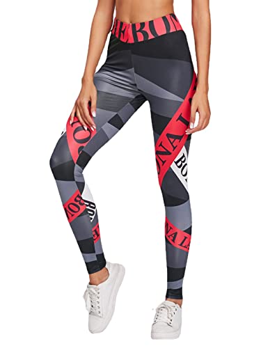 Gellmall Leggings Damen High Waist Push Up Yoga Hose Jogginghose Gedruckte Fitnesshose Frauen Gym Leggins Workout Tights Weich Elastisch Sporthose Rot S von Gellmall