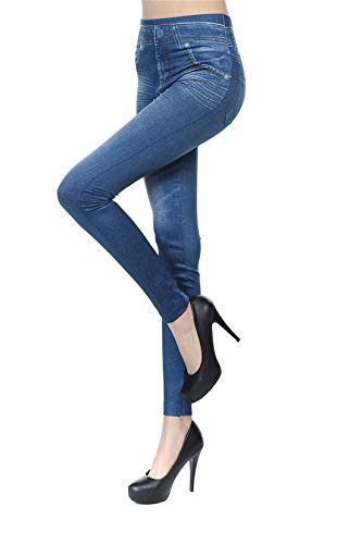 wxiaomai Damen Jeansoptik Leggings Oversize Jeggings Treggings Gefüttert Elastic Jeans High Waist Skinny Hosen Strumphose Weich Bequem 5XL von Gellmall