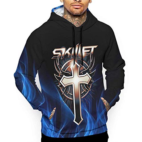 Gellya Kapuzenpulli Skillet Hoodies Sweater Unisex Fashion 3D Flame Printed Pullover with Pocket for Mens von Gellya