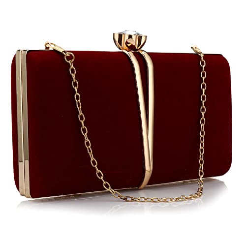 Gelory ClutchTaschen für Damen: Vintage Abendtasche Diamant Handtasche Wildleder Samt Geldbörse Clutch Geldbörse mit abnehmbarer Kette für Hochzeit Braut Abschlussball Cocktail Party Damen Abend von Gelory