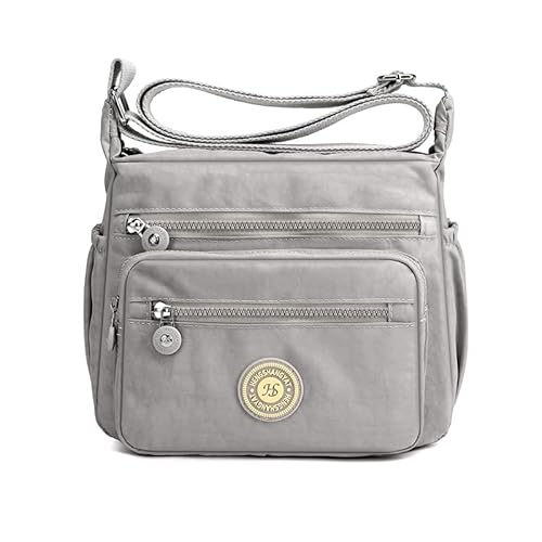 Gelory Lässige Umhängetasche für Damen, Nylon, wasserdicht, verstellbarer Riemen, Reise-Kuriertasche, Schultertaschen und Geldbörsen, grau, Einheitsgröße von Gelory