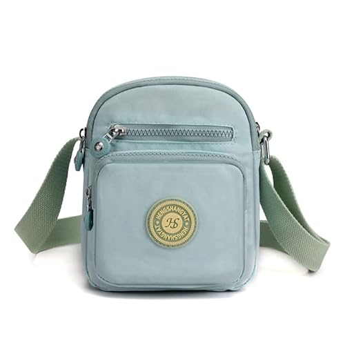 Multi-Pocket Casual Crossbody Tasche für Damen, Mini Crossbody Tasche Frauen Nylon Wasserdicht Verstellbarer Riemen Reise Messenger Bags Schultertaschen, lichtgrün, Einheitsgröße von Gelory