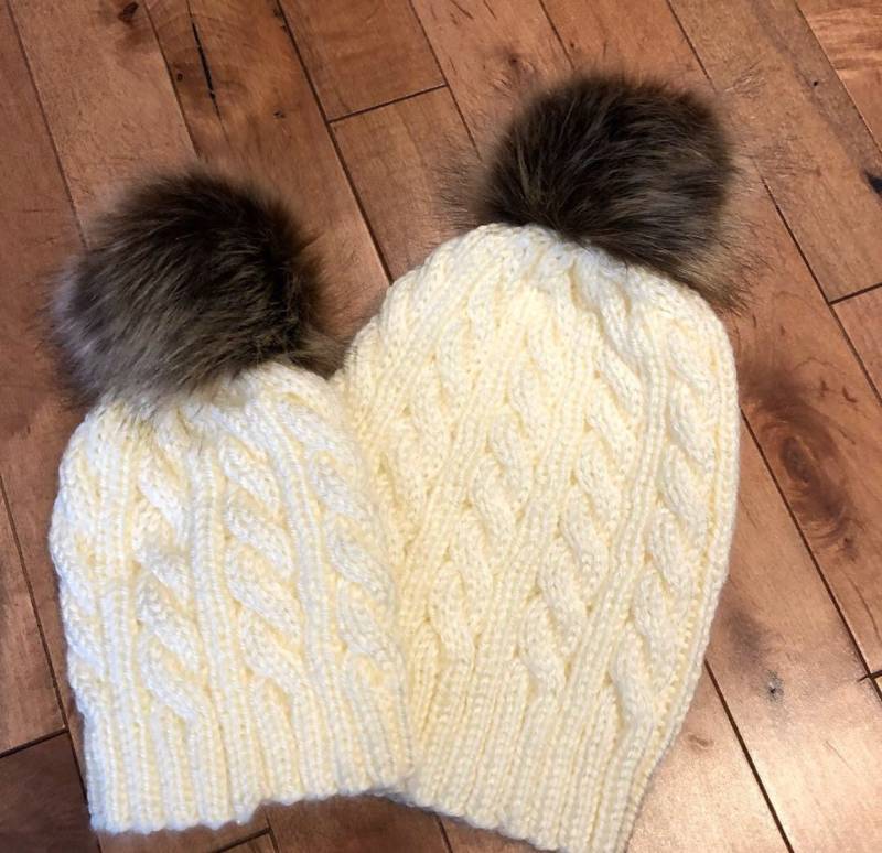 Mutter & Tochter Passende Mützen Mit Zopfmuster von GelsCreations