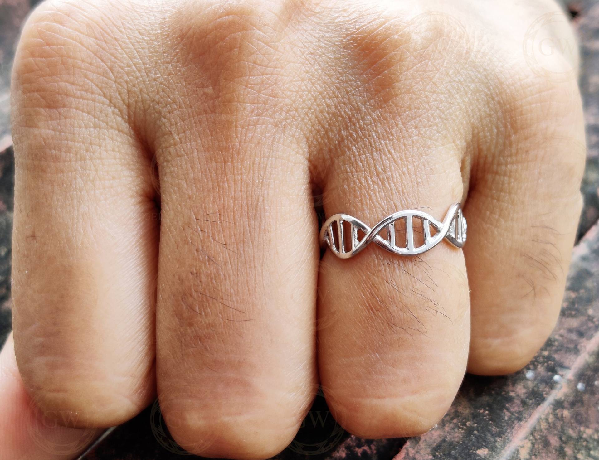 Dna Chemie Molekül Ringe Doppel Helix Ring Minimalist Ring, 14K Gold Stapelringe, Für Frauen, Offener Design von GelsonWorld