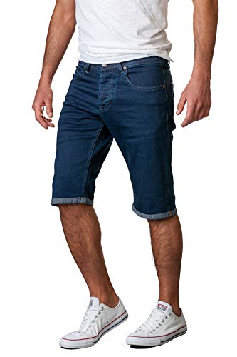 Gelverie Herren Shorts Slim Fit Bermuda Jeansshorts W30 Dark Blue Denim von Gelverie