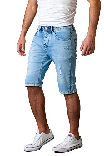 Gelverie Herren Shorts Slim Fit Bermuda Jeansshorts W42 Light Blue Denim Used von Gelverie