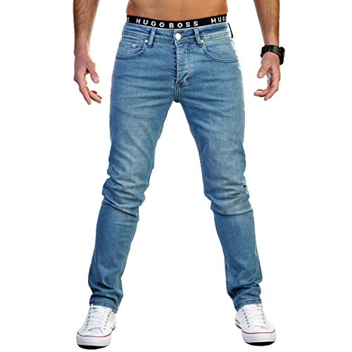 Gelverie Jeans Herren Slim Fit Jeanshose Stretch Designer Hose Denim I Light Blue Denim, W40 / L30 von Gelverie