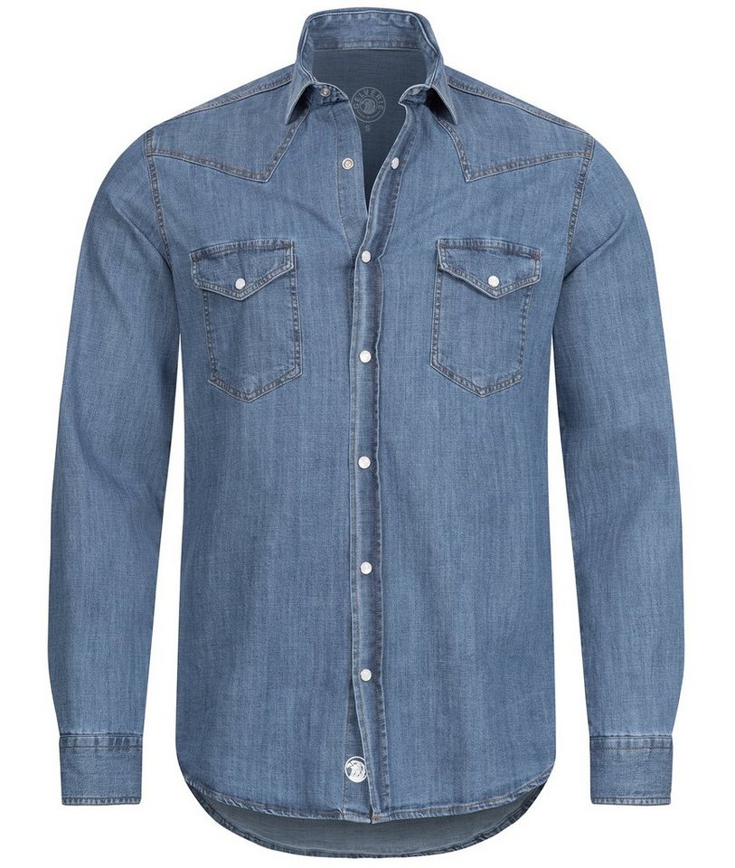 Gelverie Jeanshemd Herren Jeanshemd Blau GH-103 von Gelverie