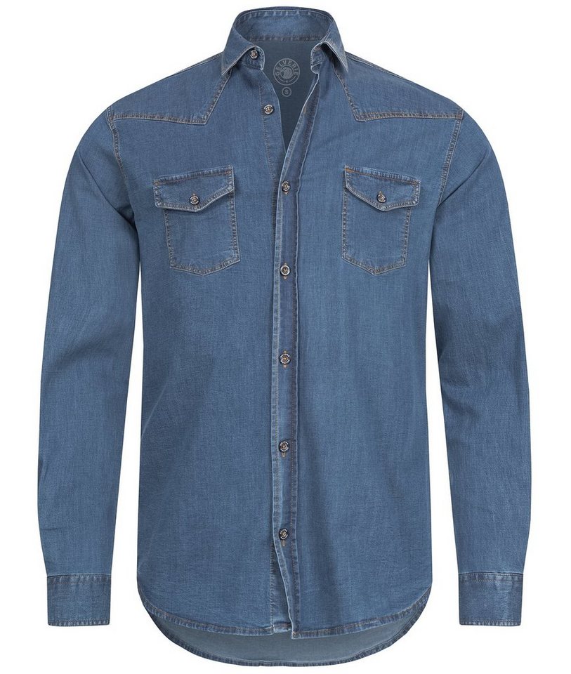 Gelverie Jeanshemd Herren Jeanshemd Hellblau GH-104 von Gelverie