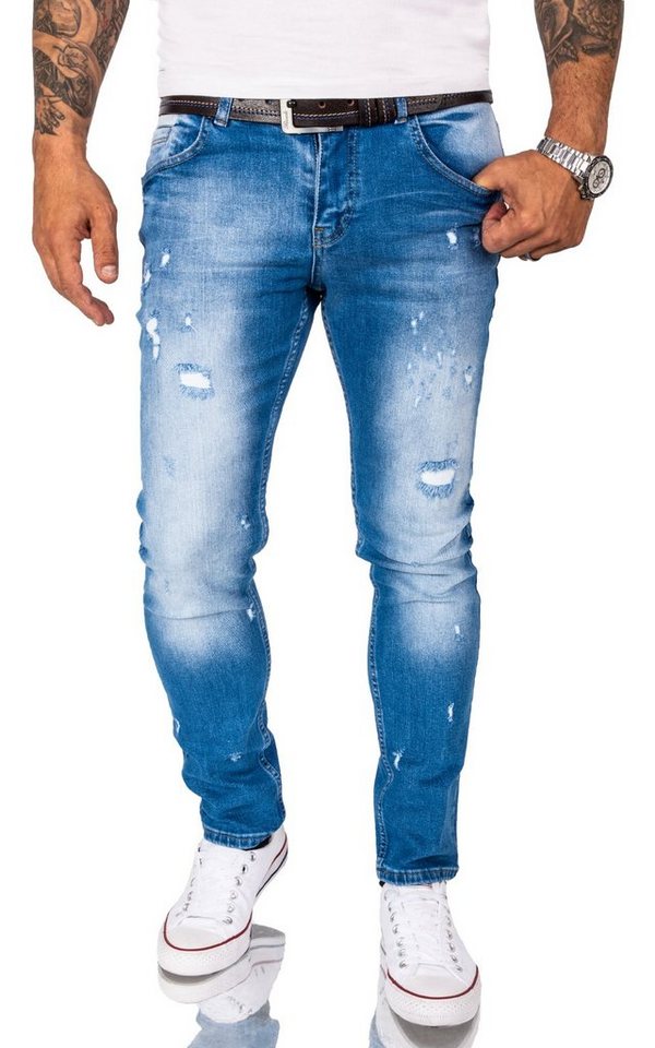 Gelverie Slim-fit-Jeans Herren Jeans Stonewashed Hellblau G-203 von Gelverie