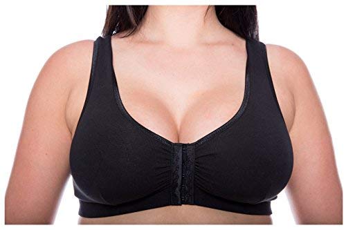 GEM M Baumwolle Lycra Bügelloser BH mit Frontverschluss in Schwarz-Weiß-Nude-Blumenmuster Größen 75B bis 110E, Schwarz , 110 GEM M Baumwolle Lycra Bügelloser BH mit Frontverschluss in Schwarz-Weiß-Nude-Blumenmuster Größen 75B bis 110E, Schwarz , 110 von Gem