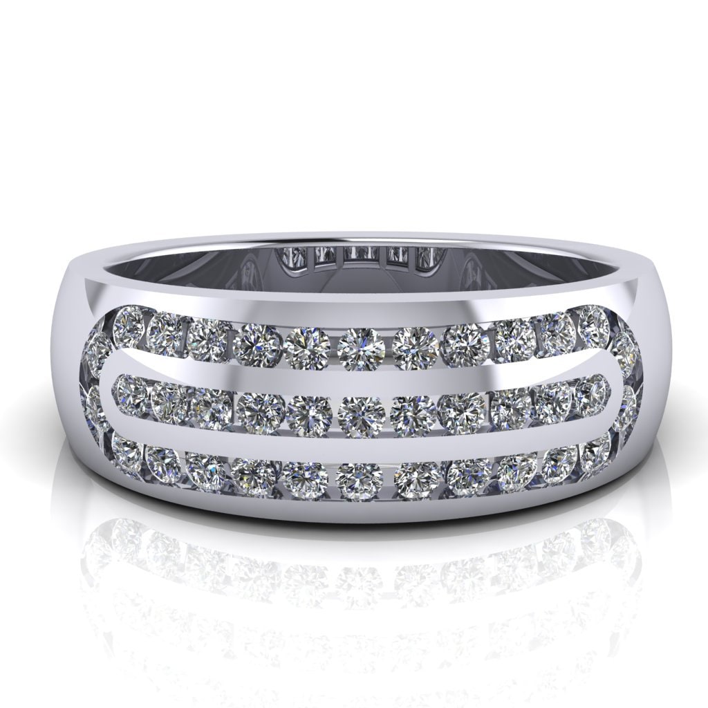 Chunky 7mm Breiter Dreireihig Diamant Set Ring von GemArtsCo