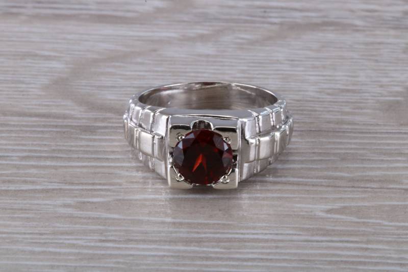 Chunky Gents Granat Set Silber Ring Chunky Gents Granat Set Silber Ring von GemArtsCo