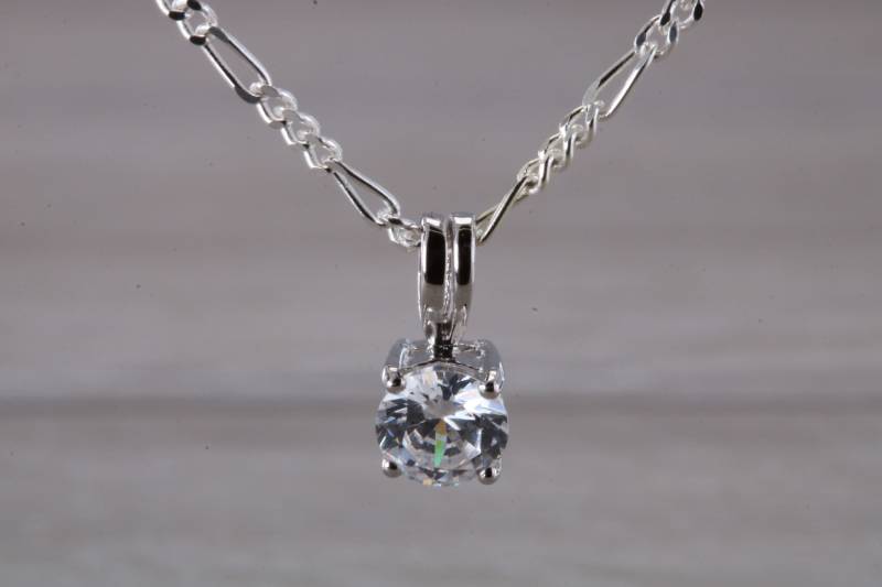 Diamant Weiß C Z Set Silber Halskette Diamant Weiß C Z Set Silber Halskette von GemArtsCo