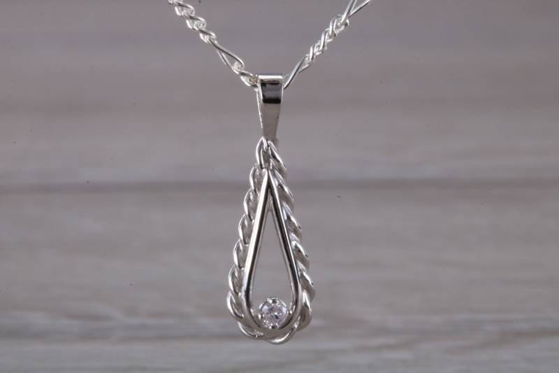 Natürlicher Rundschliff Diamant Set Silber Halskette Natürlicher Rundschliff Diamant Set Silber Halskette von GemArtsCo
