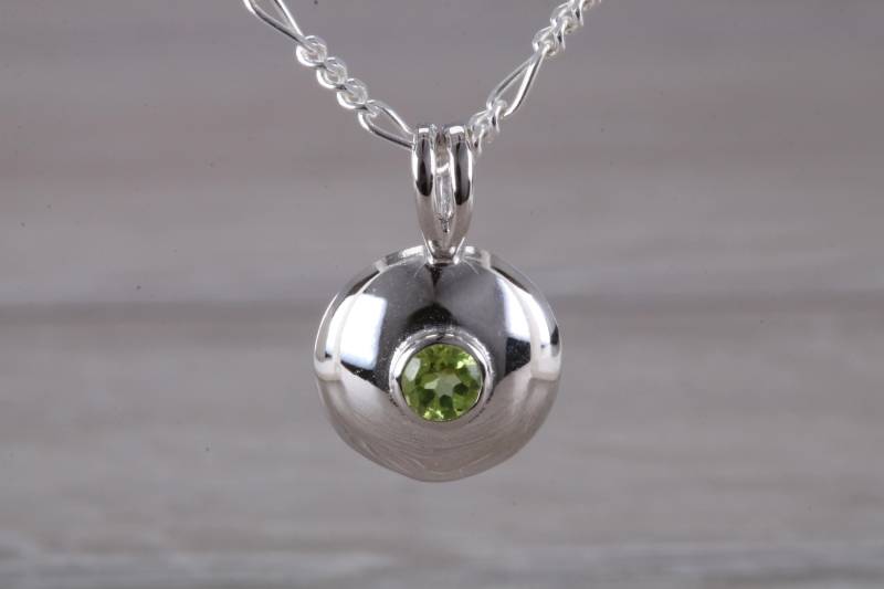 Natürlicher Rundschliff Peridot Edelstein Set Silber Halskette Natürlicher Rundschliff Peridot Edelstein Set Silber Halskette von GemArtsCo