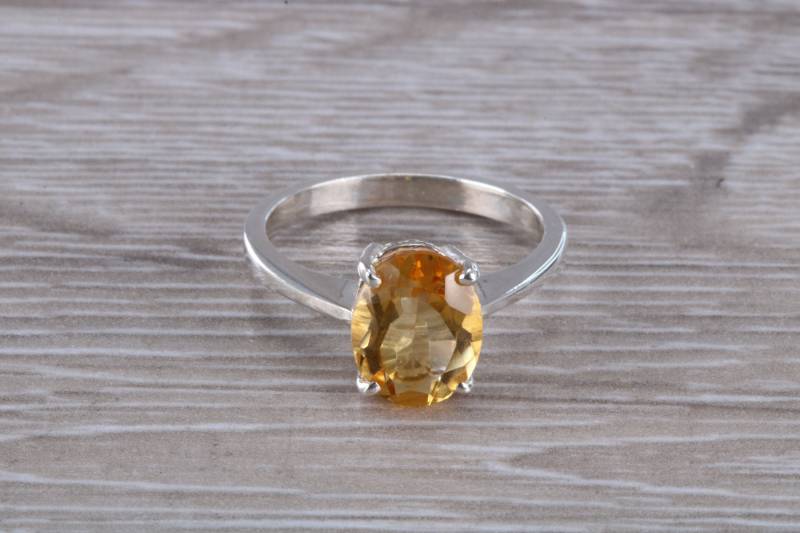 Oval Geschliffenes Citrin Set Silberring Oval Geschliffenes Citrin Set Silberring von GemArtsCo