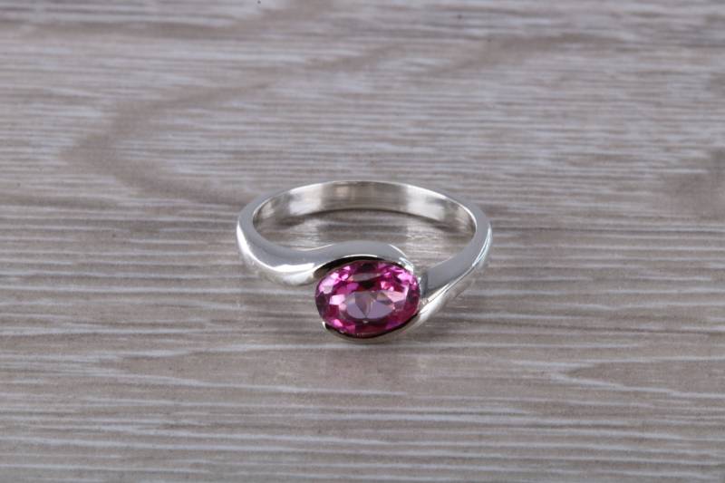 Ovaler Schliff Natur Pink Topas Set Silber Ring Ovaler Schliff Natur Pink Topas Set Silber Ring von GemArtsCo