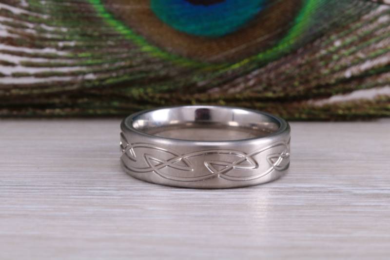 Titan Gemusterte Finish Band, Geringes Gewicht Und Sehr Langlebig, Wahl Der Breiten, Perfekt Als Ehering Oder Mode-Ring von GemArtsCo