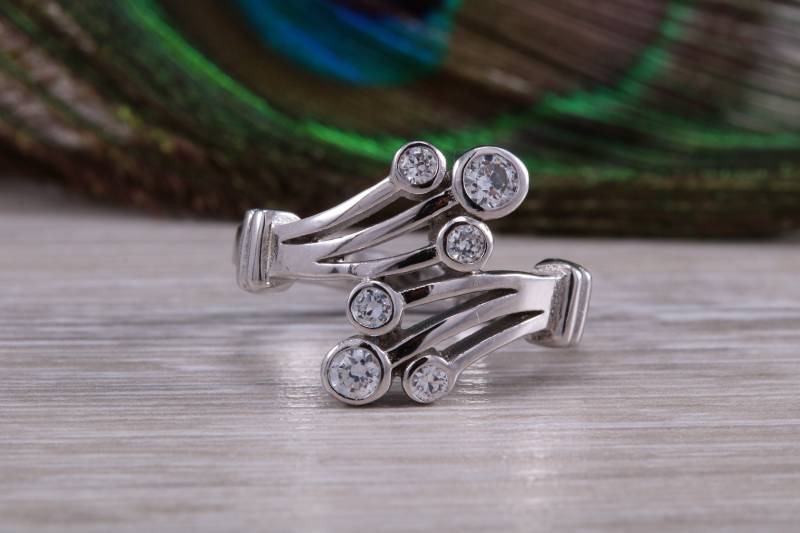 sterling Silber Zirkonia Set Kleid Ring von GemArtsCo