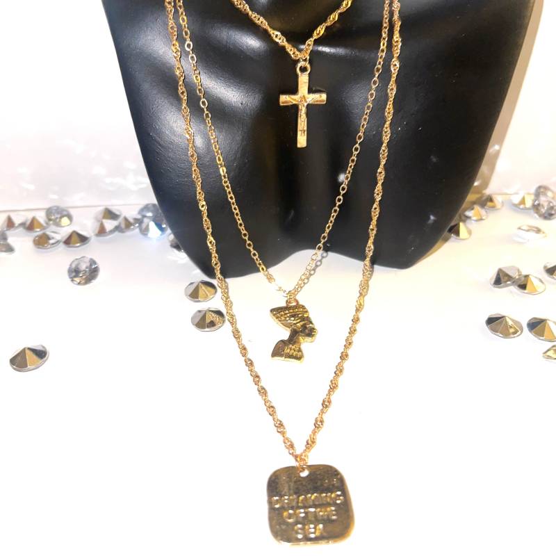 Gold Göttin 3-Teiliges Schicht-Halsketten-Set/Muttertag Göttin-Halskette Schichtkette Mode-Halskette Weihnachtsgeschenk von GemBraceJewels