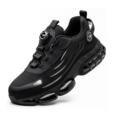 Arbeitsschuhe Herren Damen Sicherheitsschuhe Stahlkappenschuhe Atmungsaktiv rutschfeste Sportlich Safety Shoes Black 40 EU von GemChve