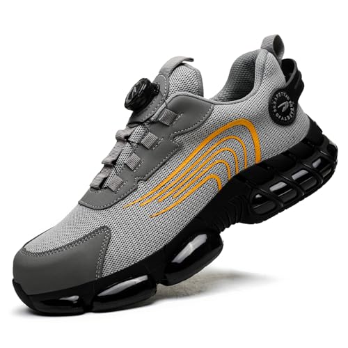 Arbeitsschuhe Herren Damen Sicherheitsschuhe Stahlkappenschuhe Atmungsaktiv rutschfeste Sportlich Safety Shoes Grey 38 EU von GemChve