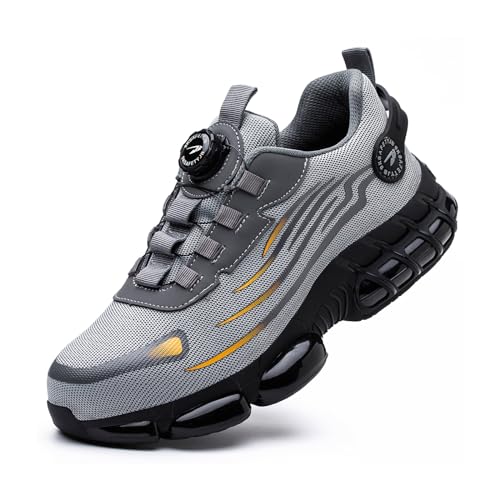 Arbeitsschuhe Herren Damen Sicherheitsschuhe Stahlkappenschuhe Atmungsaktiv rutschfeste Sportlich Safety Shoes Grey 41 EU von GemChve