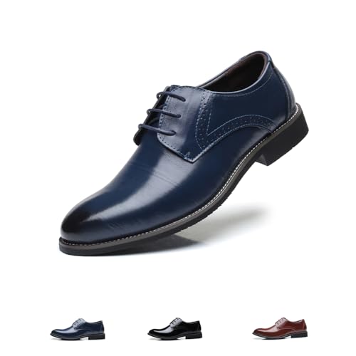 GemChve Anzugschuhe Herren Business Schuhe Mokassins Herren SchnüRschuhe Oxfords Hochzeit Schuhe Weich Atmungsaktiv und Bequem Geeignet für Bankette TanzsäLe Hochzeiten Arbeit Blue41EU von GemChve