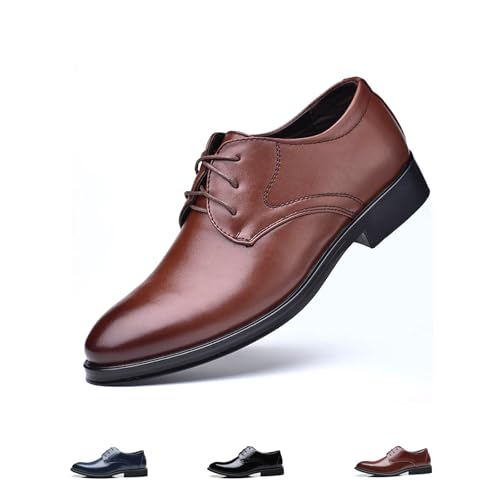 GemChve Anzugschuhe Herren Business Schuhe Mokassins Herren SchnüRschuhe Oxfords Hochzeit Schuhe Weich Atmungsaktiv und Bequem Geeignet für Bankette TanzsäLe Hochzeiten Arbeit Brown38EU von GemChve