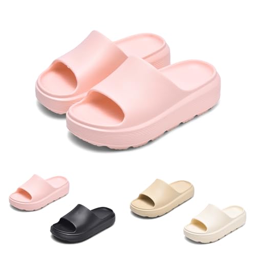 GemChve Hausschuhe Herren Damen Rutschfeste Weich Badeschuhe Cozy Slides Sandalen Sommer Beach Pantoletten Pink 35/36EU von GemChve
