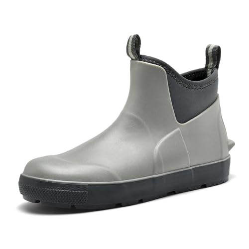 GemChve Gummistiefel Herren,Gartenschuhe herren Kurze,Chelsea Boots Damen,Arbeitsschuhe Gummistiefel Halbhoch,Deckstiefel​ Wasserdicht Rutschfest Geeignet Regentag Reisen Angeln Gray43EU von GemChve