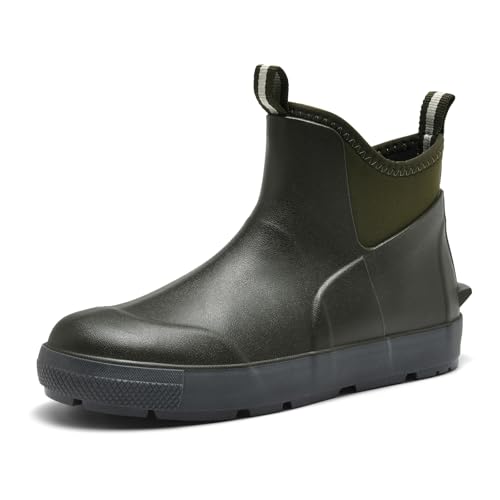 GemChve Gummistiefel Herren,Gartenschuhe herren Kurze,Chelsea Boots Damen,Arbeitsschuhe Gummistiefel Halbhoch,Deckstiefel​ Wasserdicht Rutschfest Geeignet Regentag Reisen Angeln Green40EU von GemChve
