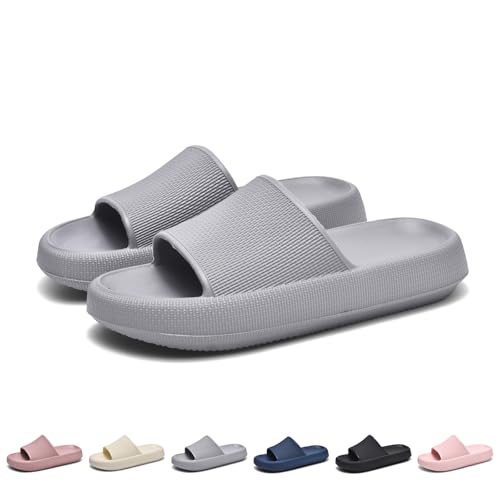 GemChve Hausschuhe Herren Badelatschen Herren Sandalen Damen Super Weich Rutschfest Sandalen Damen Sommer Pantoletten Geeignet Familie Garten Schwimmbad Strand DarkGray40/41EU von GemChve