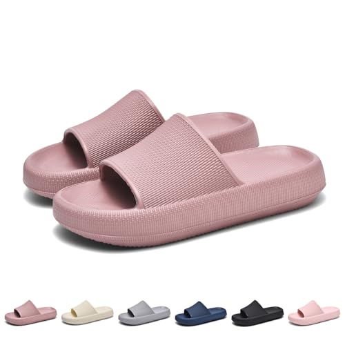 GemChve Hausschuhe Herren Badelatschen Herren Sandalen Damen Super Weich Rutschfest Sandalen Damen Sommer Pantoletten Geeignet Familie Garten Schwimmbad Strand Matcha39/40EU von GemChve