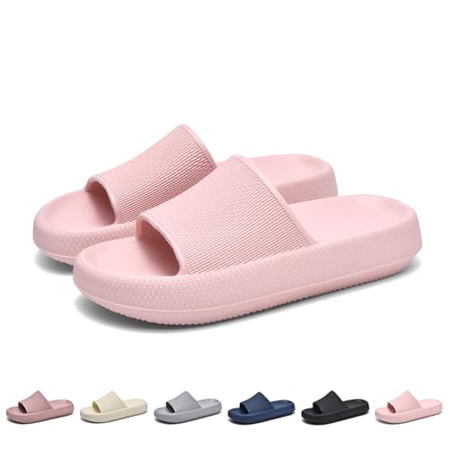 GemChve Hausschuhe Herren Badelatschen Herren Sandalen Damen Super Weich Rutschfest Sandalen Damen Sommer Pantoletten Geeignet Familie Garten Schwimmbad Strand Pink35/36EU von GemChve