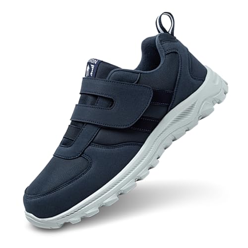 GemChve Orthopädische Schuhe Damen,Slip On Sneakers Damen Extra Breite Zehenpartie Geeignet für Geschwollene Füße Klettverschluss Gesundheitsschuhe Herren,Diabetiker Schuhe Herren Blue 43EU von GemChve