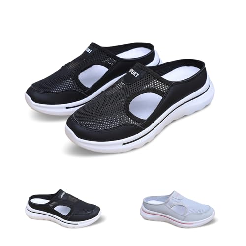 GemChve Pantoletten Damen Atmungsaktiv Wasserdicht Badelatschen Herren Leicht Slip-On-Design Hausschuhe Herren Gartenschuhe Damen Black 37EU von GemChve