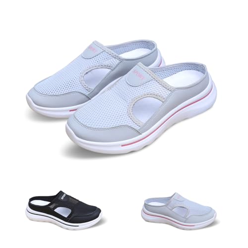 GemChve Pantoletten Damen Atmungsaktiv Wasserdicht Badelatschen Herren Leicht Slip-On-Design Hausschuhe Herren Gartenschuhe Damen Grey 40EU von GemChve