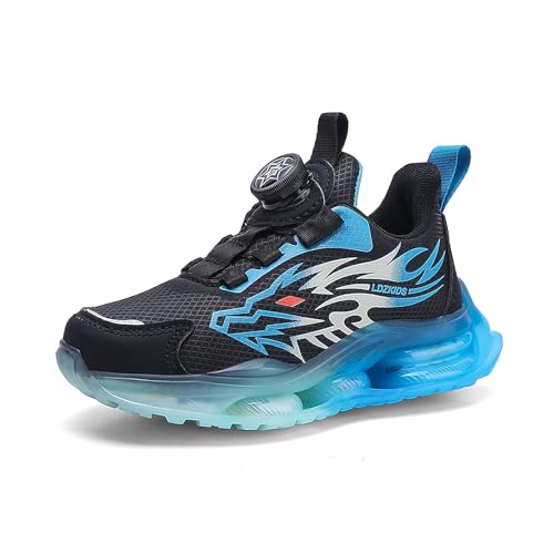 GemChve Sneaker Jungen,Wanderschuhe Kinder,Sportschuhe Mädchen,Turnschuhe Atmungsaktiv Leicht Outdoor Sport,Wasserdicht rutschfest Mit Knopfschnürsenkeln BlackBlue27EU von GemChve