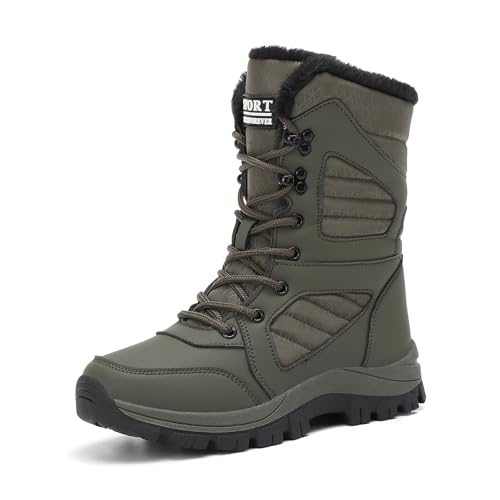 GemChve Winterstiefel Damen Winterschuhe Flüssig Futter Wärmeschutz Rutschschutz wasserdichte Schuhe Damen Wanderschuhe Snow Boots Green 37 E von GemChve