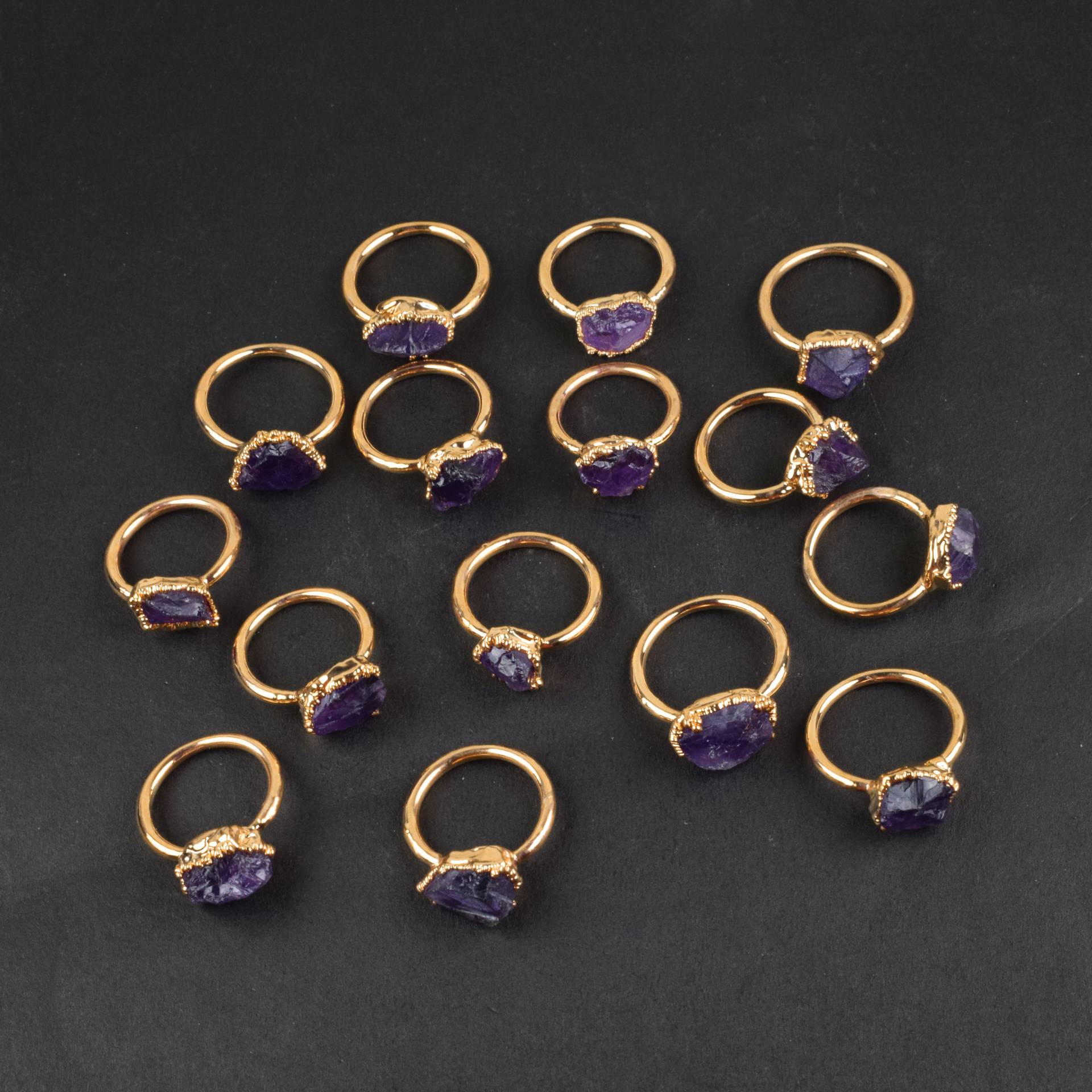 15 Stück Großhandel Ringe, Schmuck, Lot, Bulk Amethyst Edelstein Ringe Kristall Galvanisierte von GemFormingStudio