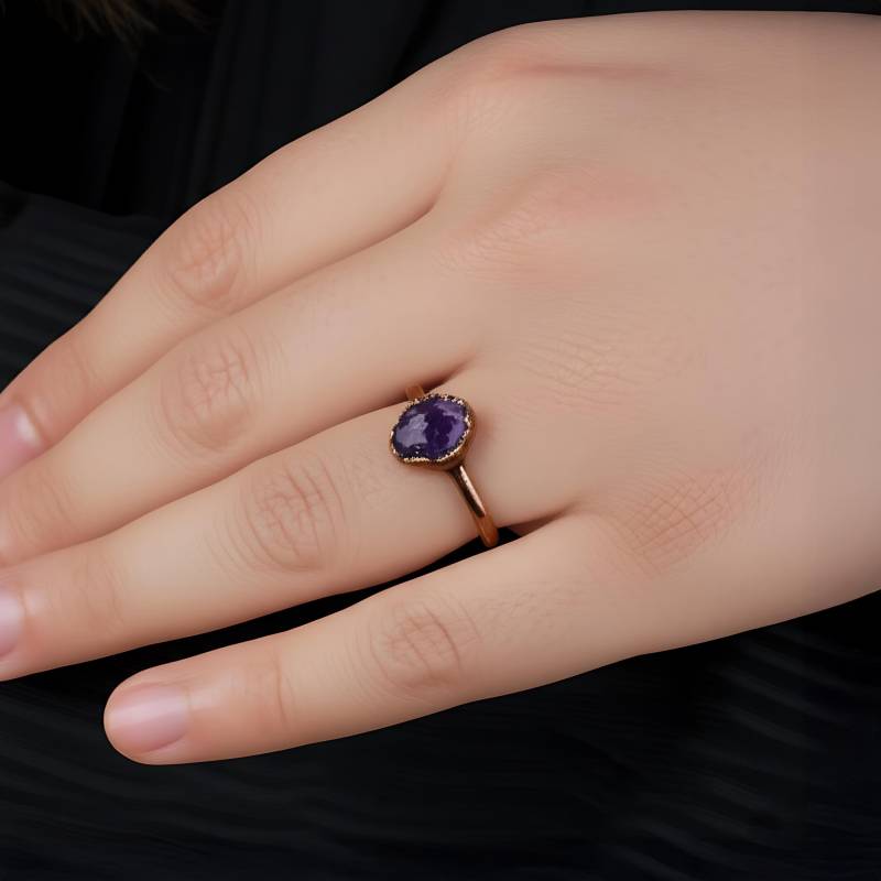 Amethyst-Ring | Rauer Steinring Edelsteinring Ring Für Frauen Sie Handgemachter Verstellbarer Statement-Ring von GemFormingStudio