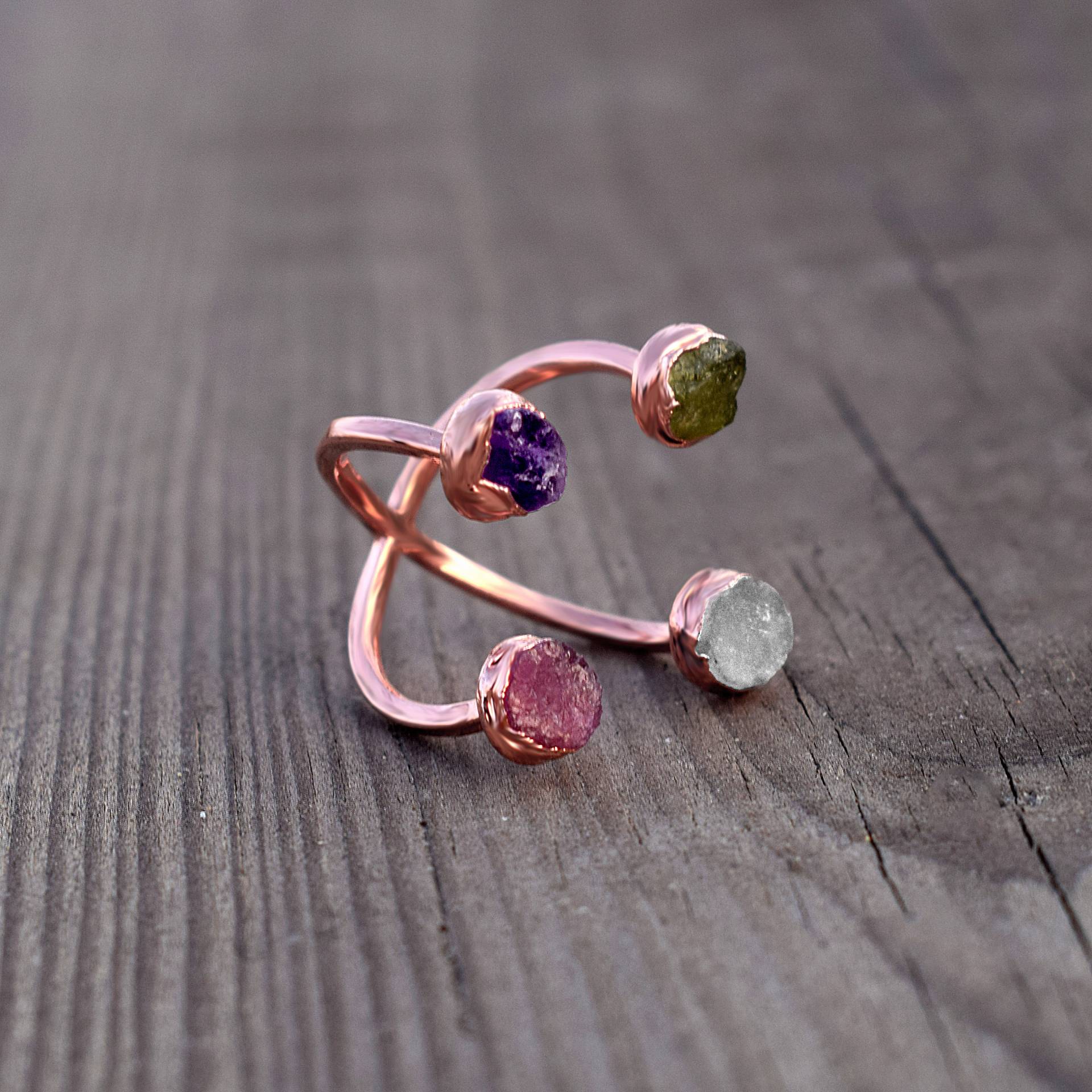 Amethyst-Ring | Rauer Steinring Edelsteinring Ring Für Frauen Sie Handgemachter Verstellbarer Statement-Ring von GemFormingStudio