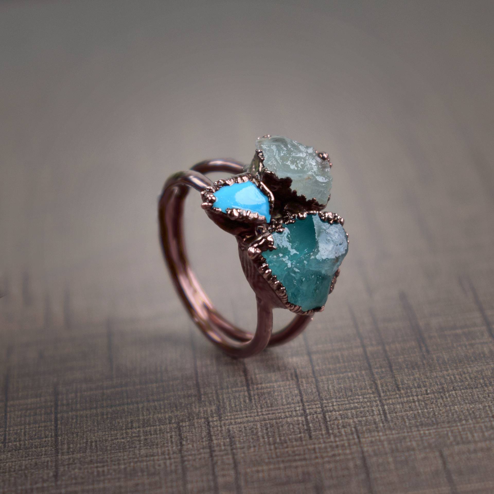 Aquamarin Ring | Türkis Apatit Messing Handgemachter Für Sie, Geburtsstein Ring, Frauen, Geschenk Frauen von GemFormingStudio