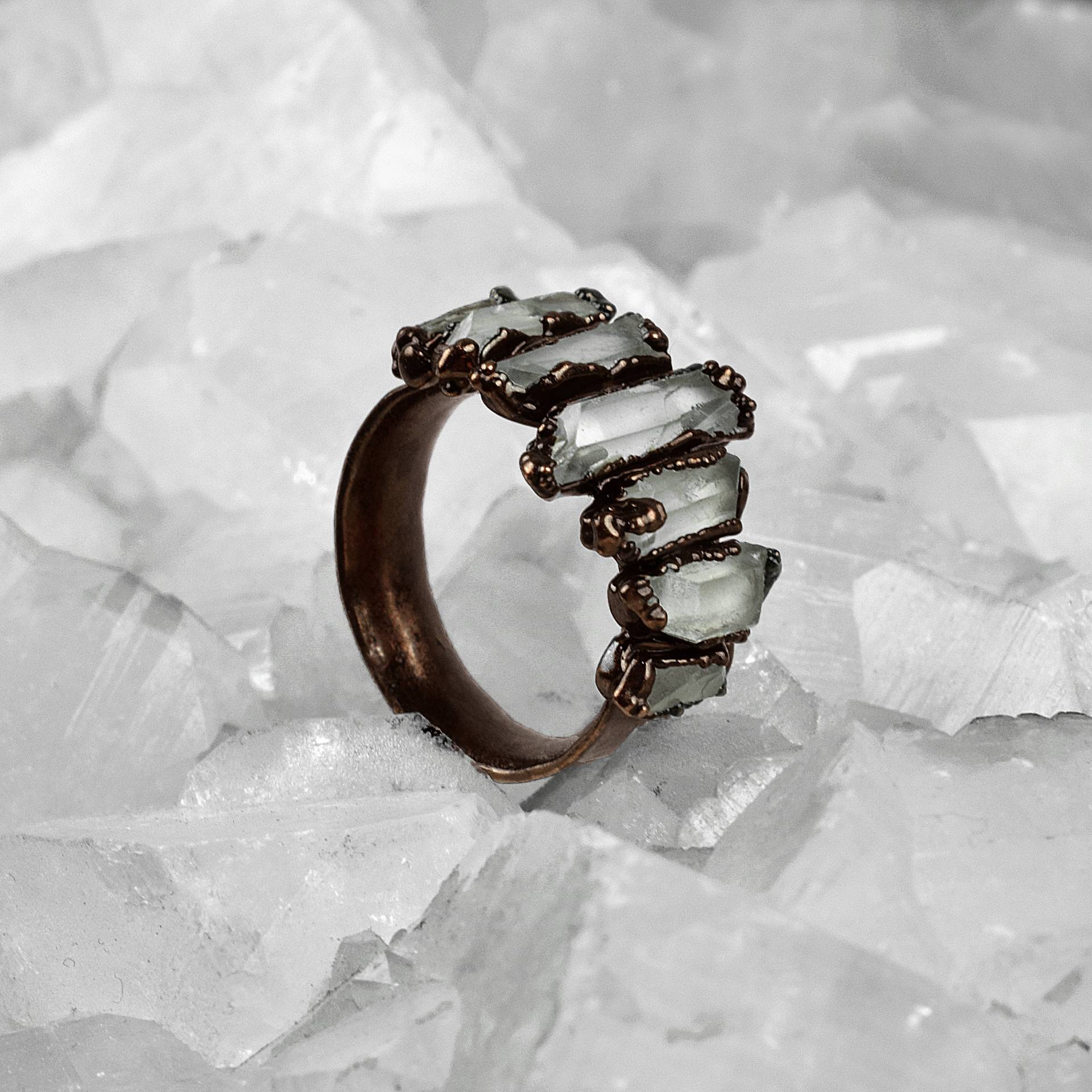 Bergkristall Edelstein Ring Schmuck | Statement Damen Messing Stapelbarer Ringe Für Frauen Handmade von GemFormingStudio