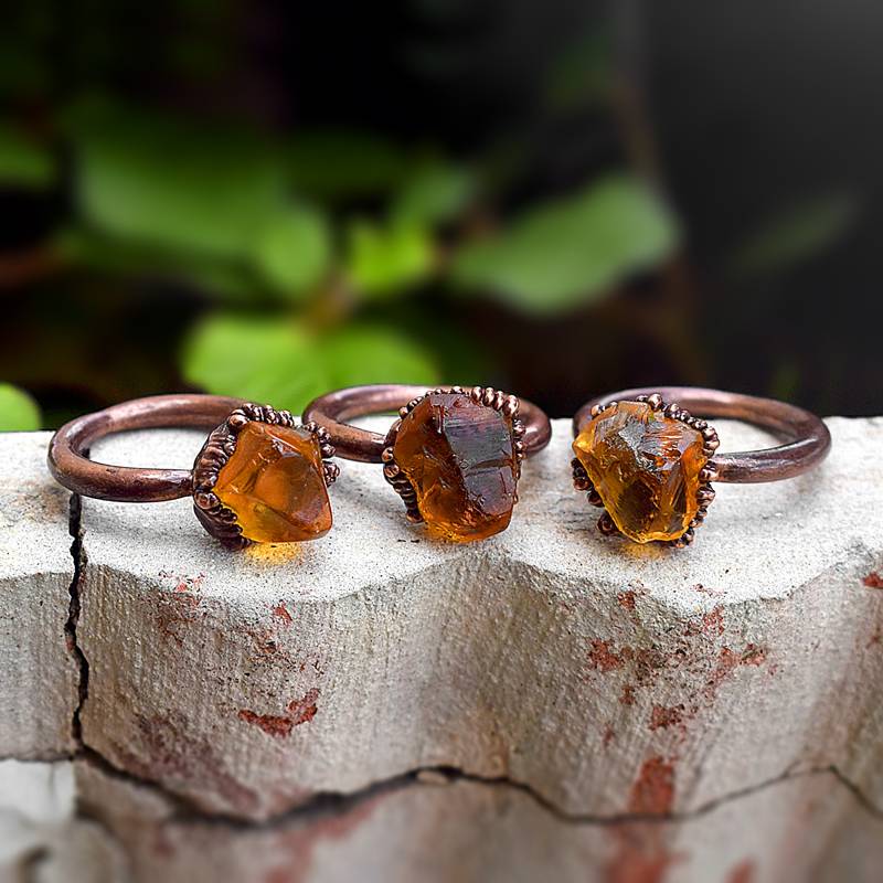 Citrin Ring | Edelstein Elektrogeformter Vergoldete Kupfer Für Sie Frauen Geschenk [Gfs2690] von GemFormingStudio